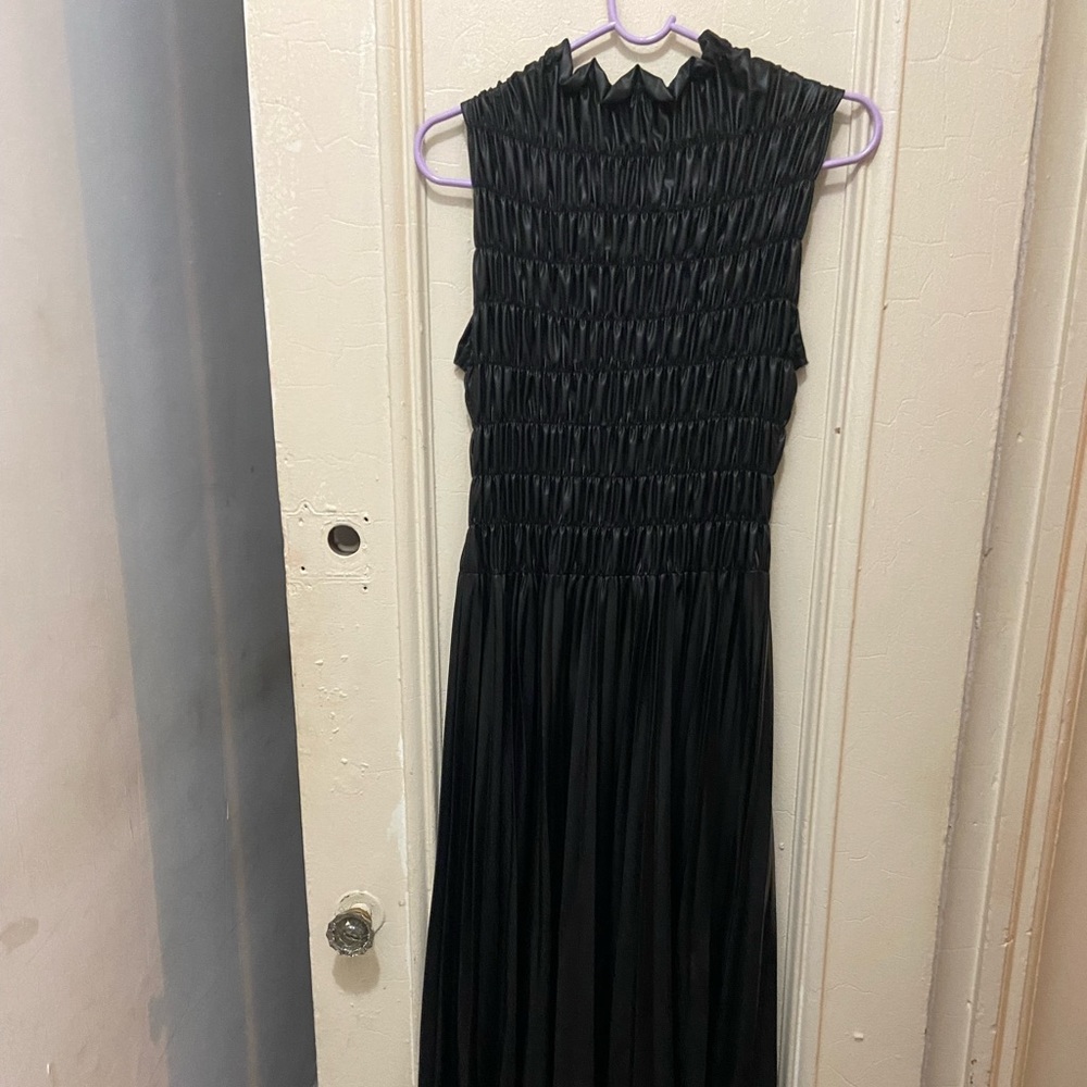 Faux leather black dress